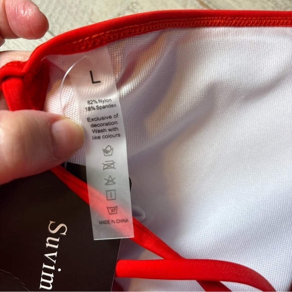 Suvimuga Classic String Bikini 2 Pc Swimsuit Womens Size Large Red NWT - Picture 9 of 14